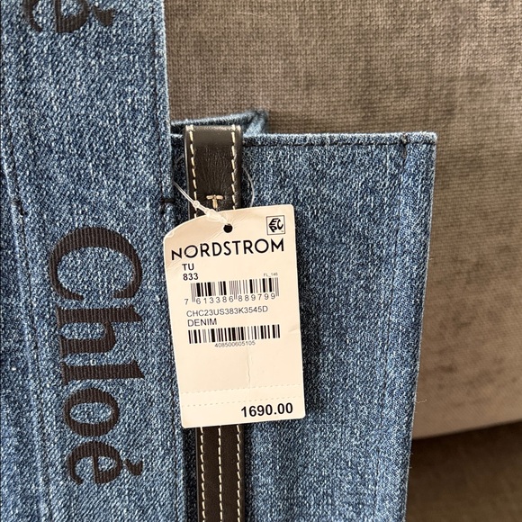 NWT Chloe Woody Denim Tote Bag - Medium - Picture 7 of 9
